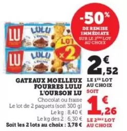 Lu - Gateaux Moelleux Fourres L'ourson offre à 2,52€ sur Super U