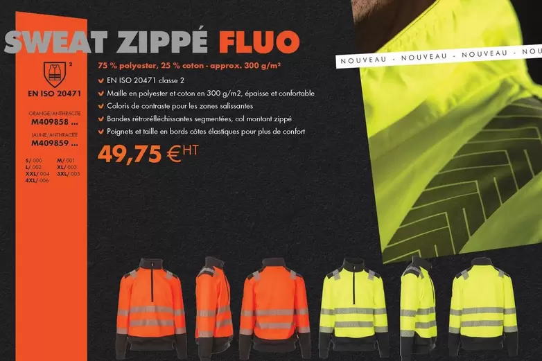 Sweat Zippé Fluo offre à 49,75€ sur Würth