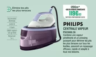 Philips - Centrale Vapeur PSG3000.30 offre à 119,9€ sur Extra