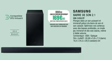 Samsung - Barre De Son 2.1 HW-C450/ZF offre à 169,9€ sur Extra