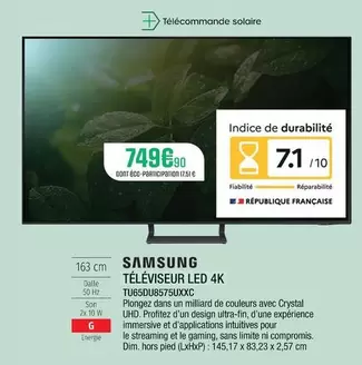 Samsung - Téléviseur Led 4K TU65DU8575UXXC  offre à 749,9€ sur Extra