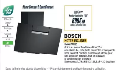 Bosch - Hotte Inclinée DWK87FN60  offre à 699,9€ sur Proxi Confort