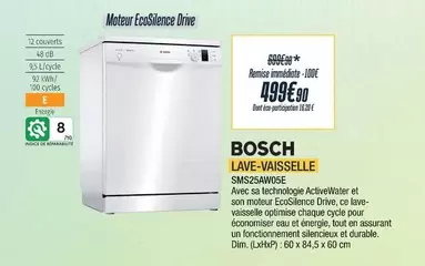 Bosch - Lave Vaisselle SMS25AW05E  offre à 499,9€ sur Proxi Confort