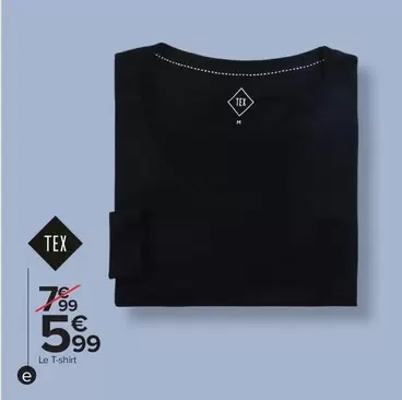 Tex - T-shirt Uni Homme offre à 5,99€ sur Carrefour Market