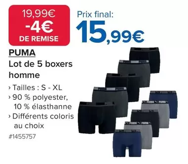 Puma - Boxers Homme offre à 15,99€ sur Costco