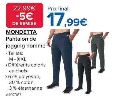 Mondetta - Pantalon De Jogging Homme offre à 17,99€ sur Costco