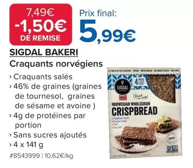 Sigdal - Craquants Norvégiens  offre à 5,99€ sur Costco