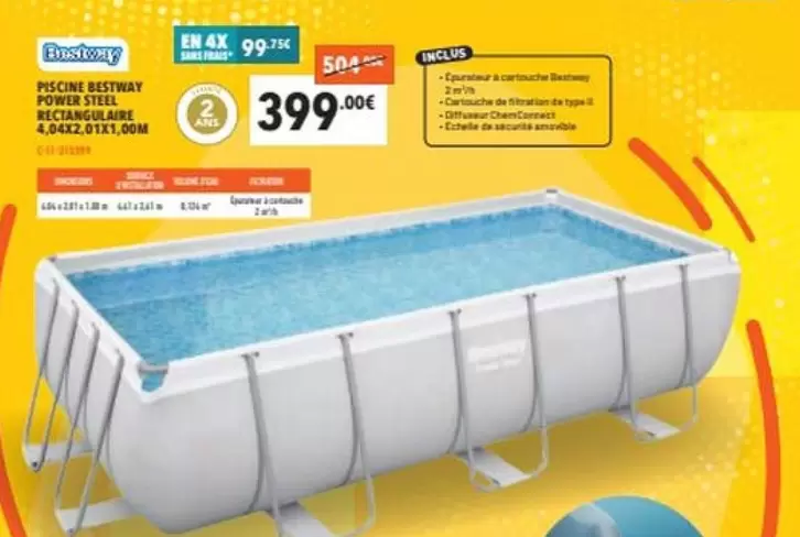 Bestway - Piscine Power Steel Rectangulaire offre à 399€ sur Cash Piscines