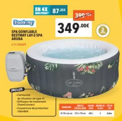 Bestway - Spa Gonflable Lay Z Spa Aruba offre à 349€ sur Cash Piscines