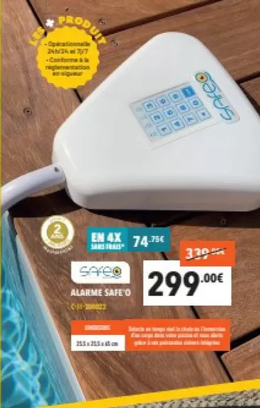 Alarme Safe O offre à 299€ sur Cash Piscines