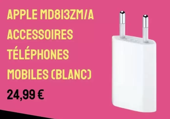 Apple - MD813ZM/A Accessoires Téléphones Mobiles offre à 24,99€ sur Cash Converters