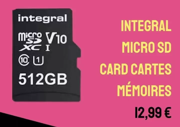 Integral Micro Sd Card Cartes Mémoires  offre à 12,99€ sur Cash Converters