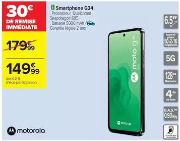 Motorola - Smartphone G34 offre à 149,99€ sur Carrefour Contact