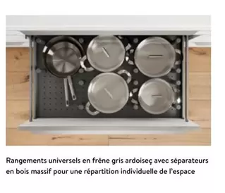 Rangements Universels En Frène Gris Ardoise Avec Séparateurs En Bois Massif Pour Une Répartition Individuelle De L'Espace offre sur Atlas