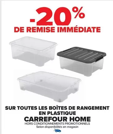 Carrefour - Sur Toutes Les Boîtes De Rangement En Plastique offre sur Carrefour Market