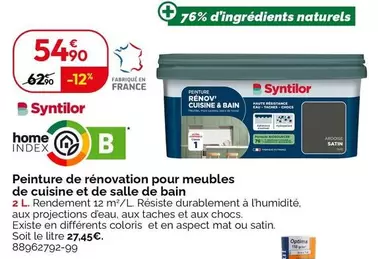 Syntilor - Peinture De Rénovation Pour Meubles De Cuisine Et De Salle De Bain offre à 54,9€ sur Weldom