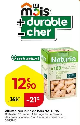 Allume-Feu Laine De Bois NATURIA offre à 12,9€ sur Weldom