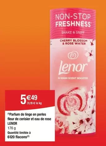 Lenor - Parfum De Linge En Perles Fleur De Ceriser Et Eau De Rose offre à 5,49€ sur Cora