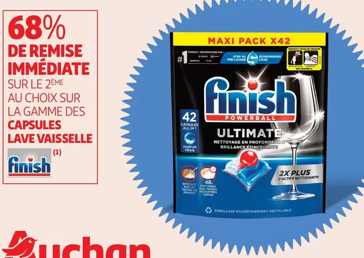 Finish - La Gamme Des Capsules Lave Vaisselle offre sur Auchan Supermarché