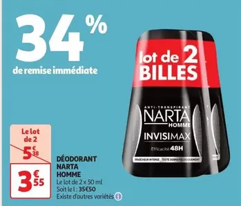 Narta - Déodorant offre à 3,55€ sur Auchan Supermarché