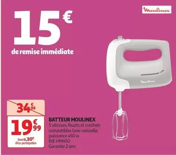 Moulinex - Batteur offre à 19,99€ sur Auchan Supermarché