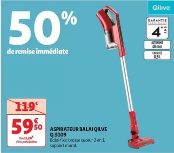 Qilive - Aspirateur Balai Q.5109 offre à 59,5€ sur Auchan Supermarché