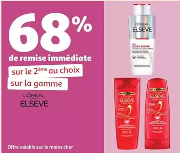 L'Oréal - De Remise Immédiate Sur Le 2ème Au Choix Sur La Gamme offre sur Auchan Supermarché