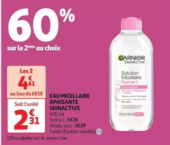 Garnier - Eau Micellaire Apaisante Skinactive offre à 2,31€ sur Auchan Supermarché