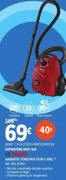 Bosch - Aspirateur Avec Sac offre à 69€ sur E.Leclerc