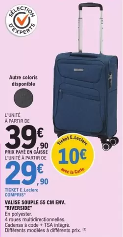 E.Leclerc - Valise Souple 55 Cm Env offre à 39,9€ sur E.Leclerc