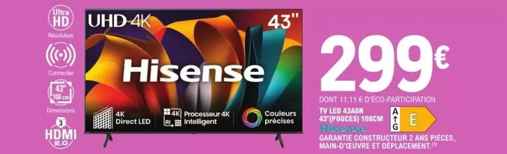 Hisense - Combinato offre à 299€ sur E.Leclerc