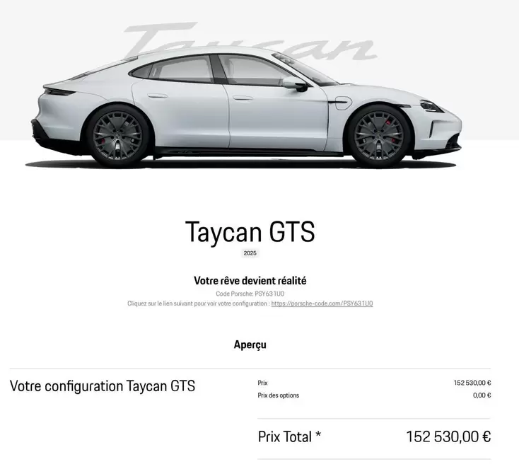 Votre Configuration Taycan GTS offre sur Porsche