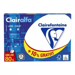 Clairefontaine CLAIRALFA - Ramette de 500 feuilles + 50 feuilles offertes offre à 6,49€ sur Bureau Vallée