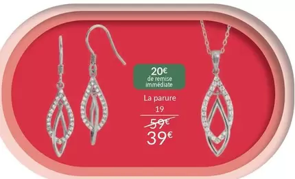 Parure Collier + Boucles D'Oreilles Argent Et Oxydes De Zirconium offre à 39€ sur Auchan Hypermarché