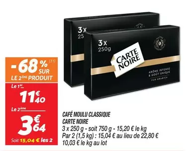 Carte noire - Café Moulu Classique offre à 11,4€ sur Netto