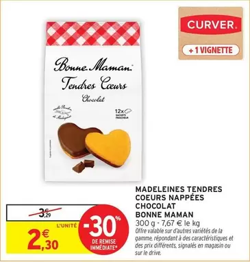 Bonne Maman - Madeleines Tendres Coeurs Nappées Chocolat offre à 2,3€ sur Intermarché Express