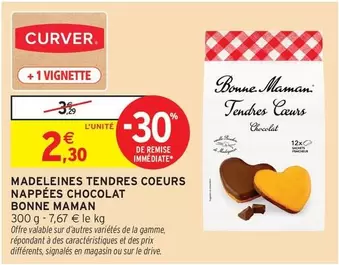 Bonne Maman - Madeleines Tendres Coeurs Nappées Chocolat offre à 2,3€ sur Intermarché Express