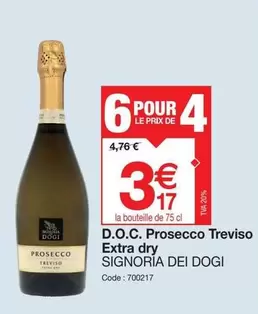 Signoria Dei Dogi - D.o.c. Prosecco Treviso Extra Dry offre à 3,17€ sur Promocash