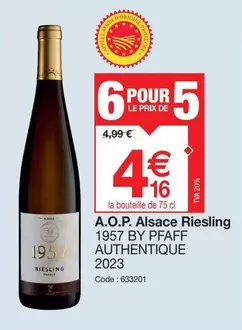 A.o.p. Alsace Riesling offre à 4,16€ sur Promocash