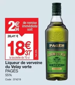 Pagès - Liqueur De Verveine Du Very Verte offre à 18,37€ sur Promocash