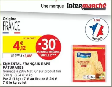 Paturages - Emmental Français Râpé offre à 4,12€ sur Intermarché Contact