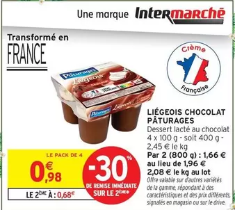 Paturages - Liégeois Chocolat offre à 0,98€ sur Intermarché Contact