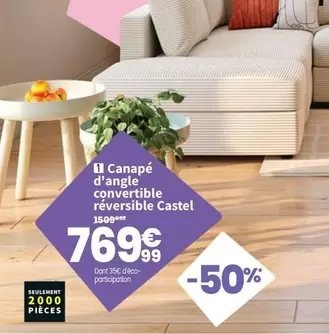 Canape D'angle Convertible Reversible Castel offre à 769,99€ sur Conforama