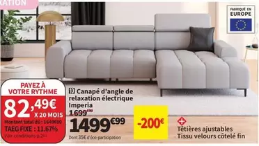 Total - Canapé D'angle De Relaxation Électrique Imperia offre à 82,49€ sur Conforama