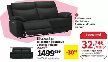 Canapé De Relaxation Électrique 3 Places Palazzo offre à 1499,99€ sur Conforama