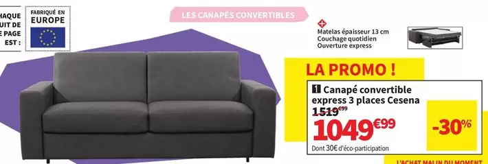 Promo - Canape Convertible Express Places Cosena offre à 1049,99€ sur Conforama