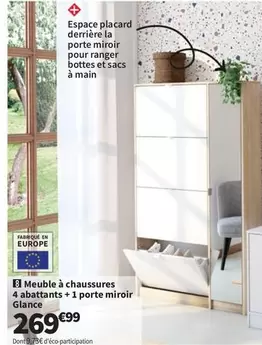 Meuble À Chaussures 4 Abants + 1 Porte Miroir Glance offre à 269,99€ sur Conforama