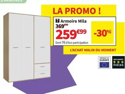 Promo - Armoire Mila offre à 259,99€ sur Conforama