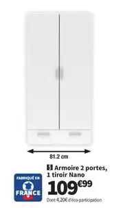 Armoire 2 Portes, 1 Tiroir Nano offre à 109,99€ sur Conforama