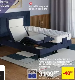 Version 2: sommier Relax Plus S Plans + 2 Matelas AIR Relax Medium offre à 3199,97€ sur Conforama